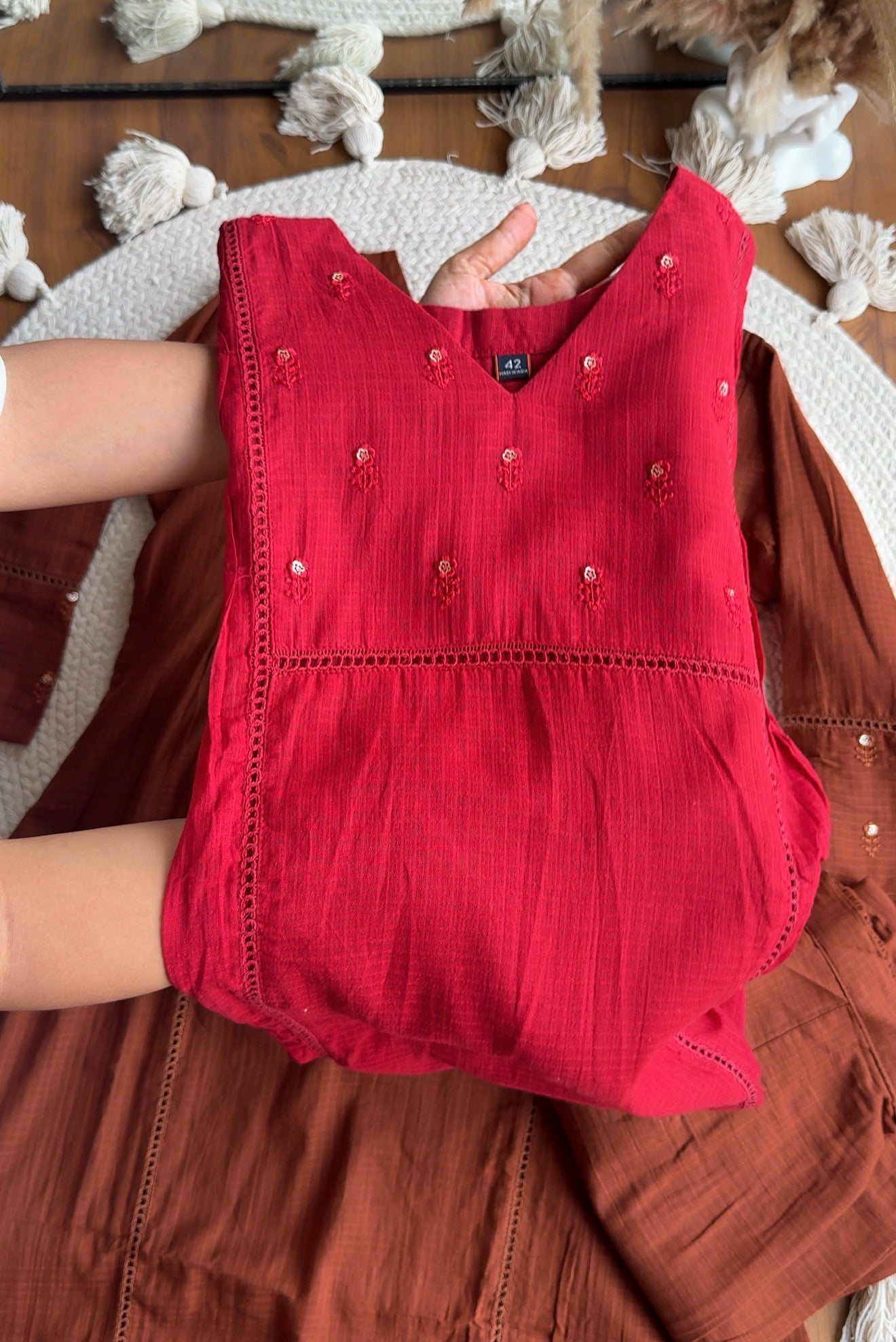 Anjali Kota Doriya Dress-Red
