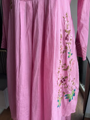 Deepika katha Work Short kurta With Plazzo Set- Pink