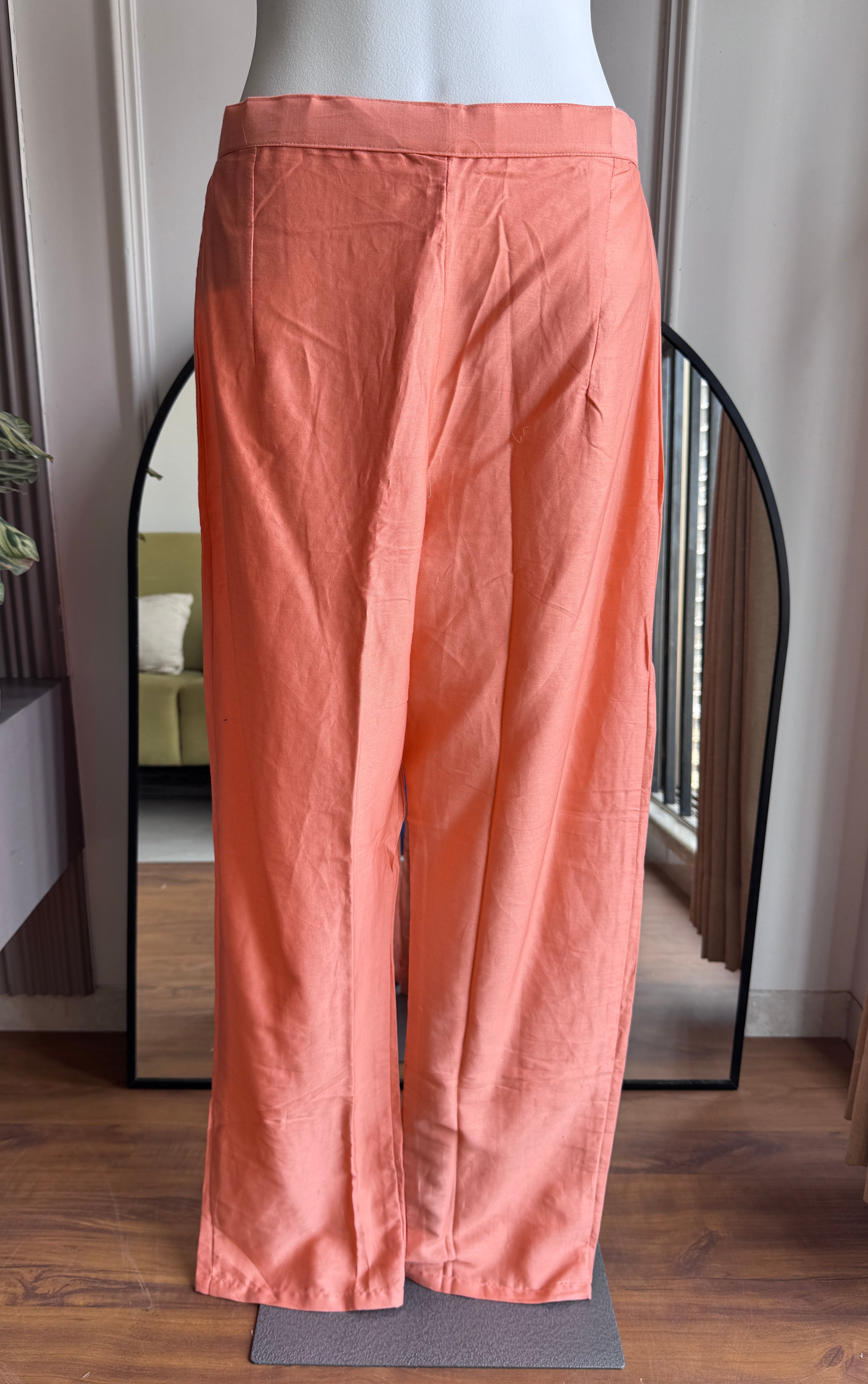 Hrida Katha Work Mul Chanderi Dress- Peach (Make to Order)