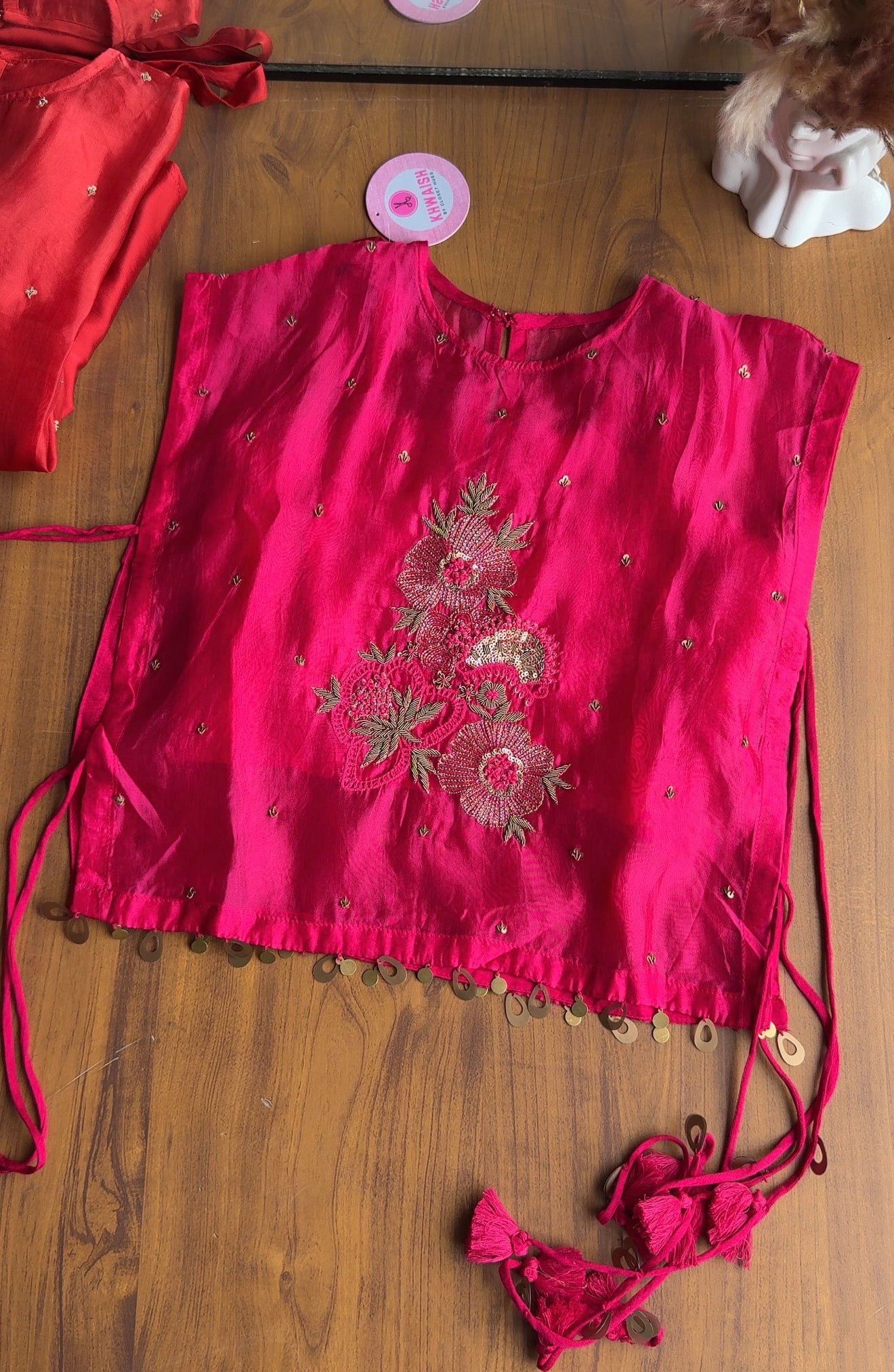 Sanjana Three Piece Indowestern With Super Flare Palazzo Pants- Pink