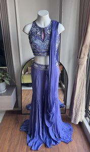 Gita Handwork Drape Saree Set- Lavender