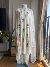 Suman hand printed cotton dress- White