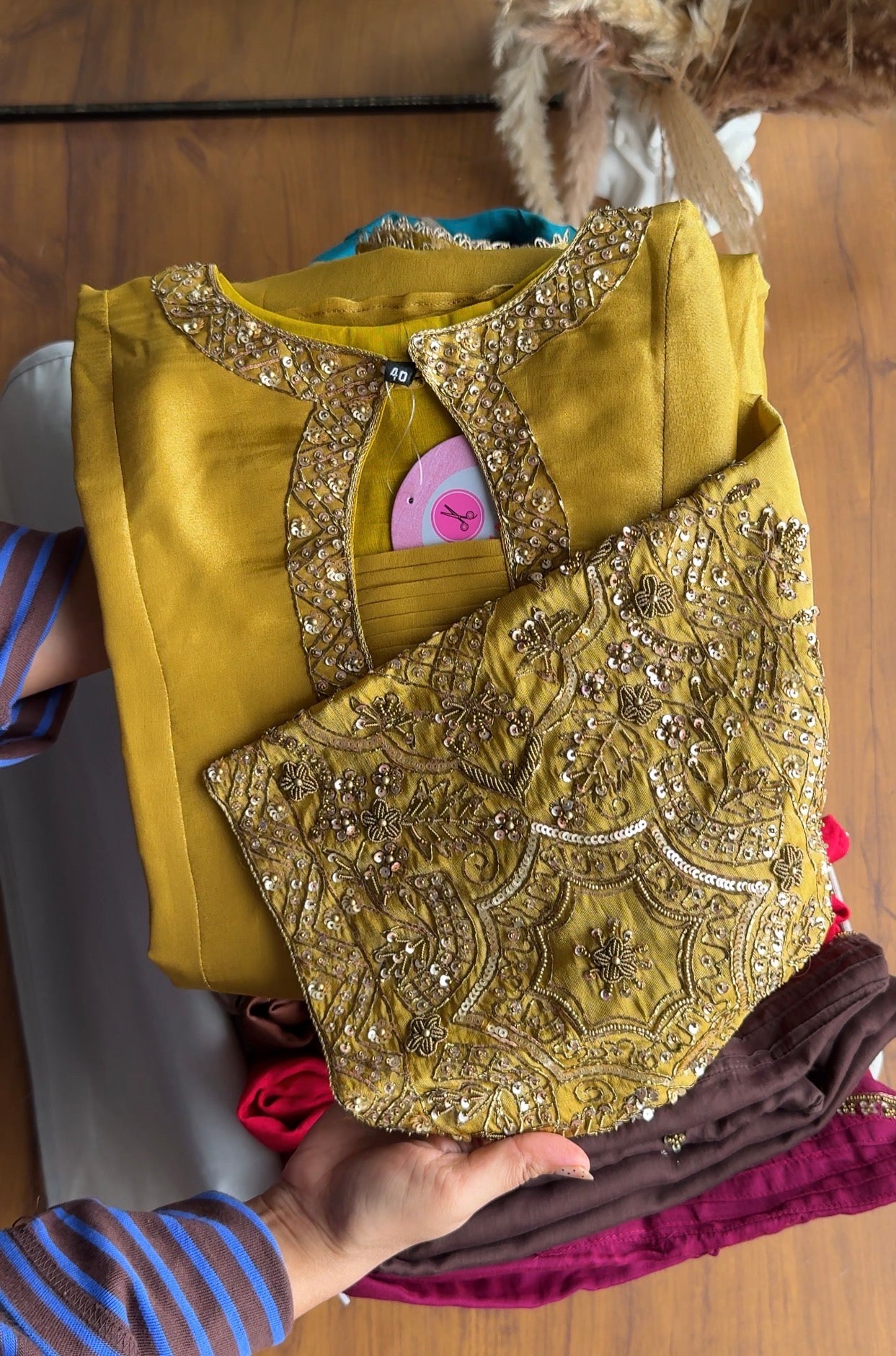 Kinjal Heavy Hand Zardosi Dress- Yellow