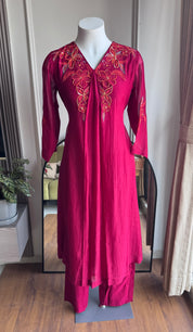 Julie Handwork Mul Chanderi Deess- Maroon