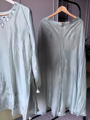 Janki Organza Coord Set- Aqua Blue (Make to Order)