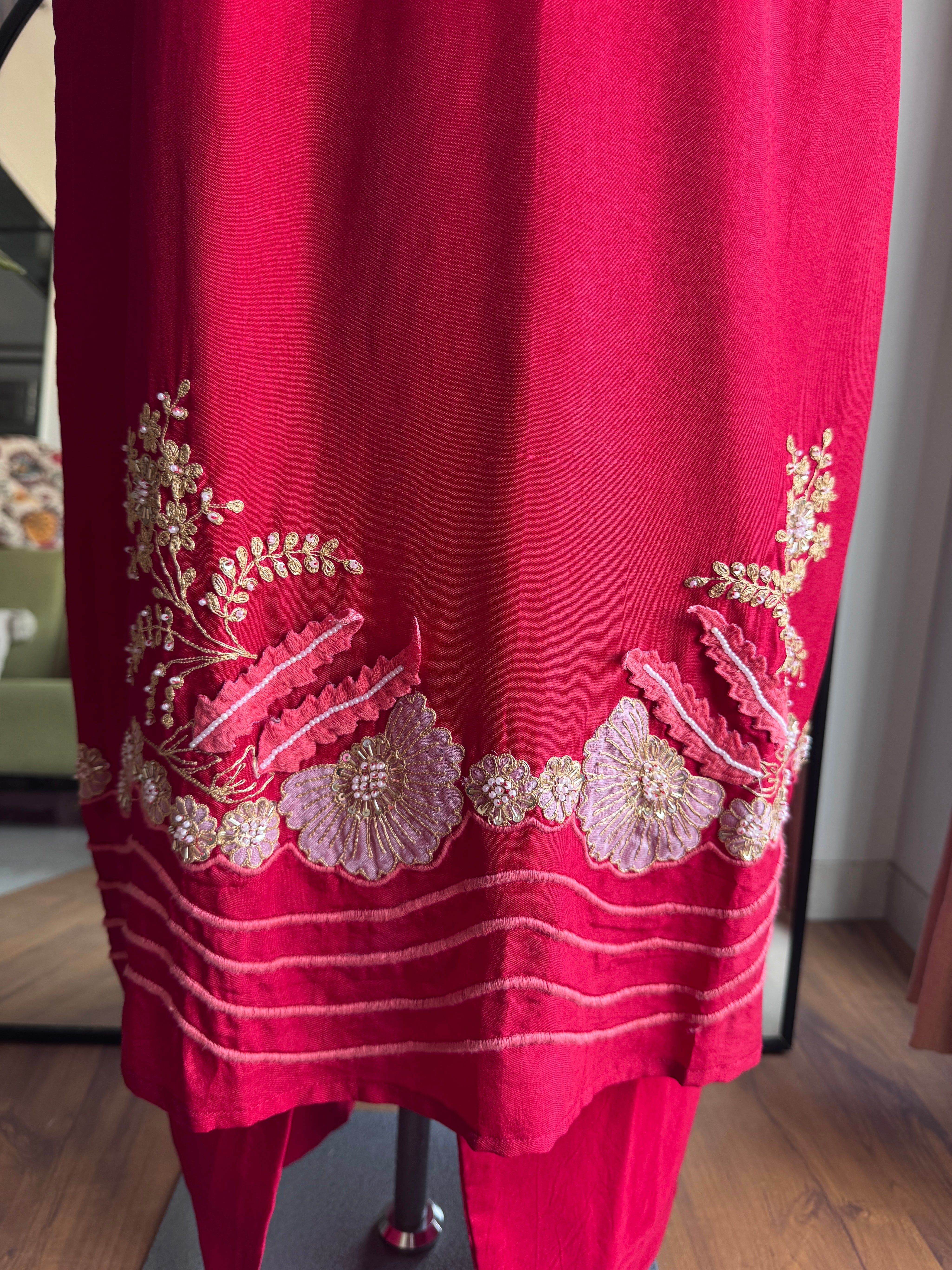 Purti Handwork Dress- Red