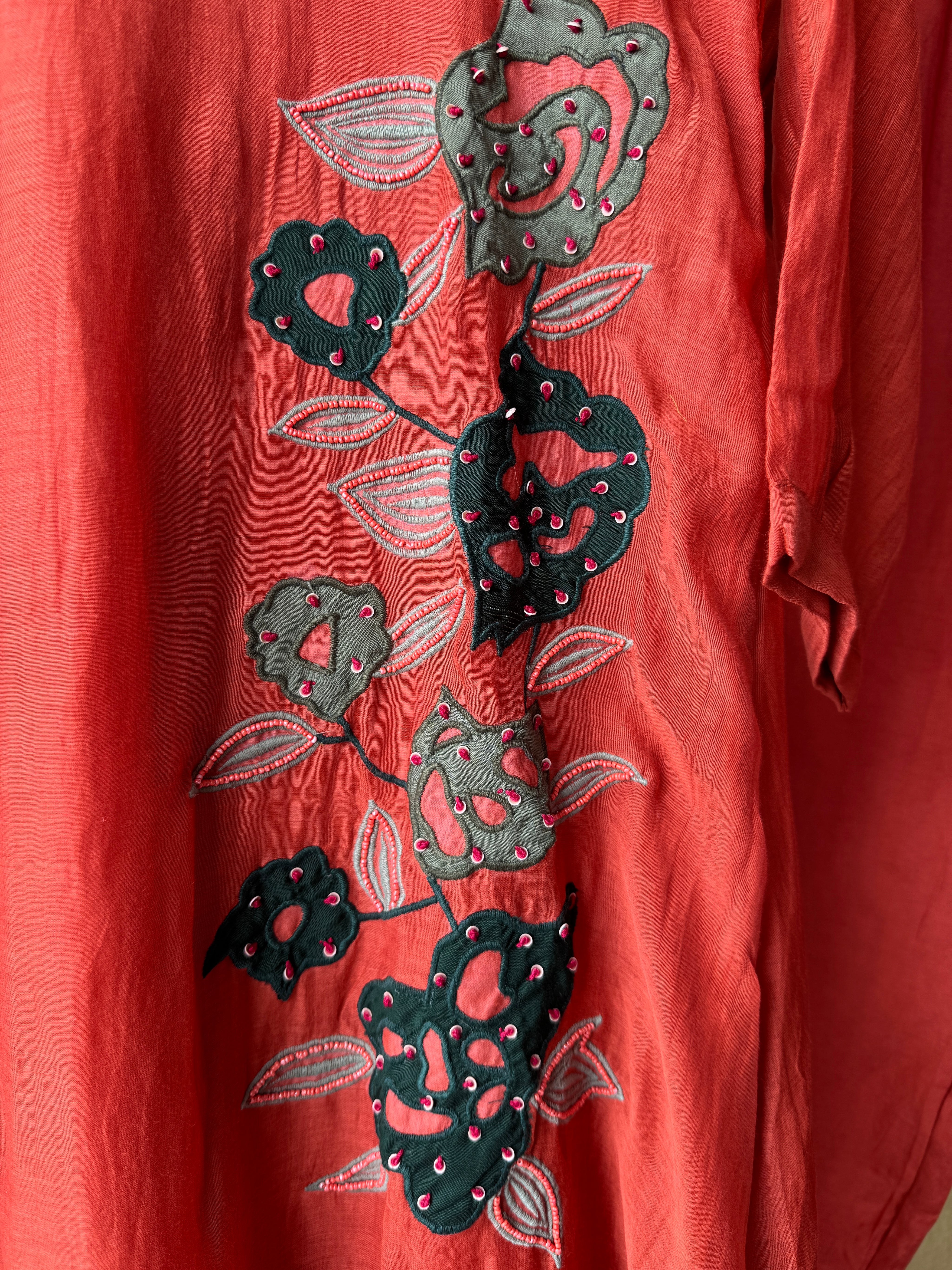 Rani mul chanderi kardana Aline dress with plazzo