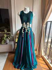 Disha kaudi with Ghaghra Set- Blue