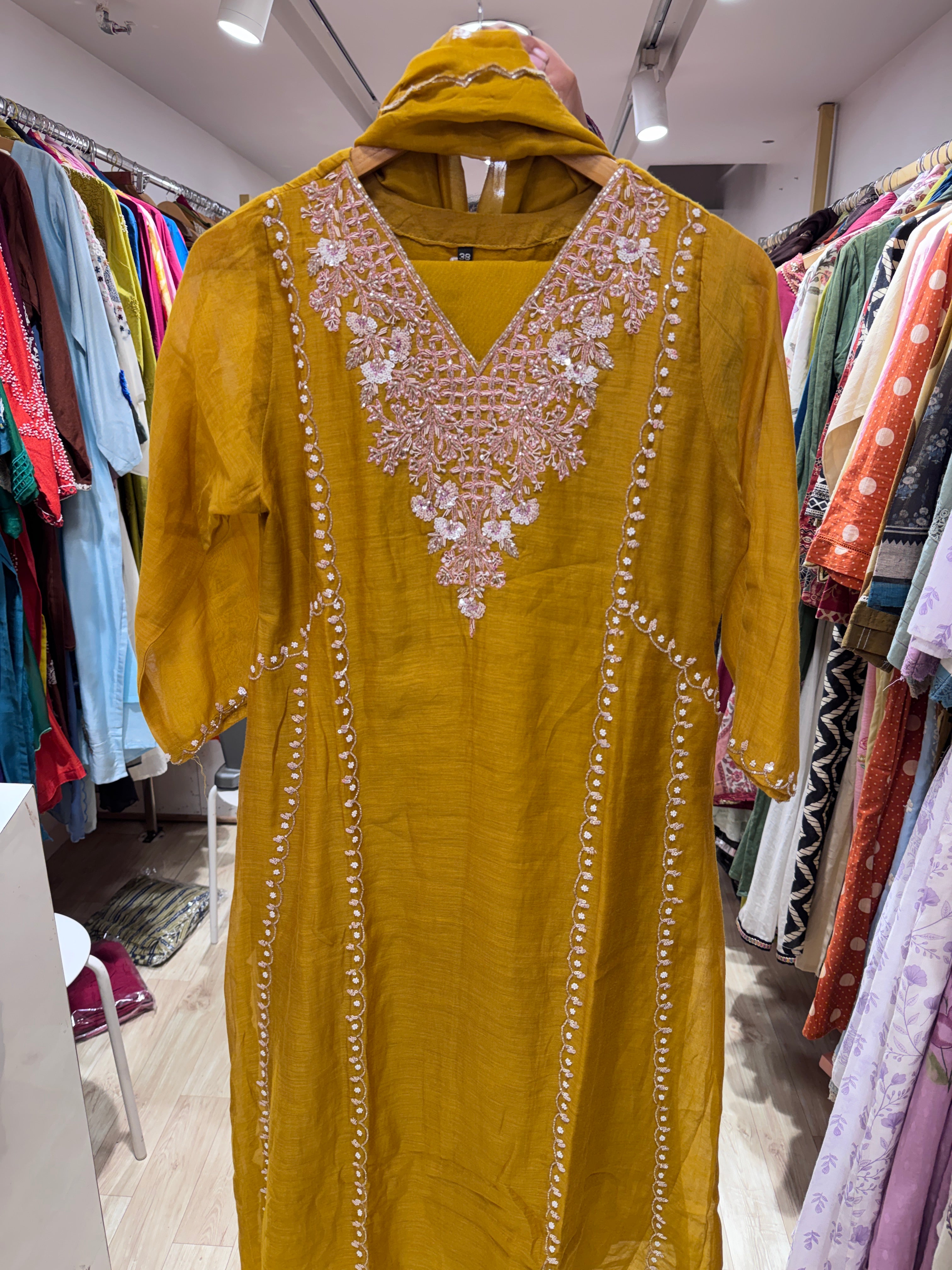 Handwork Dress- Yellow