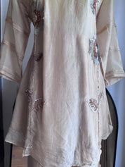 Jinal Handwork With Flarry Plazzo Coord Set - Champagne (Make to Order)