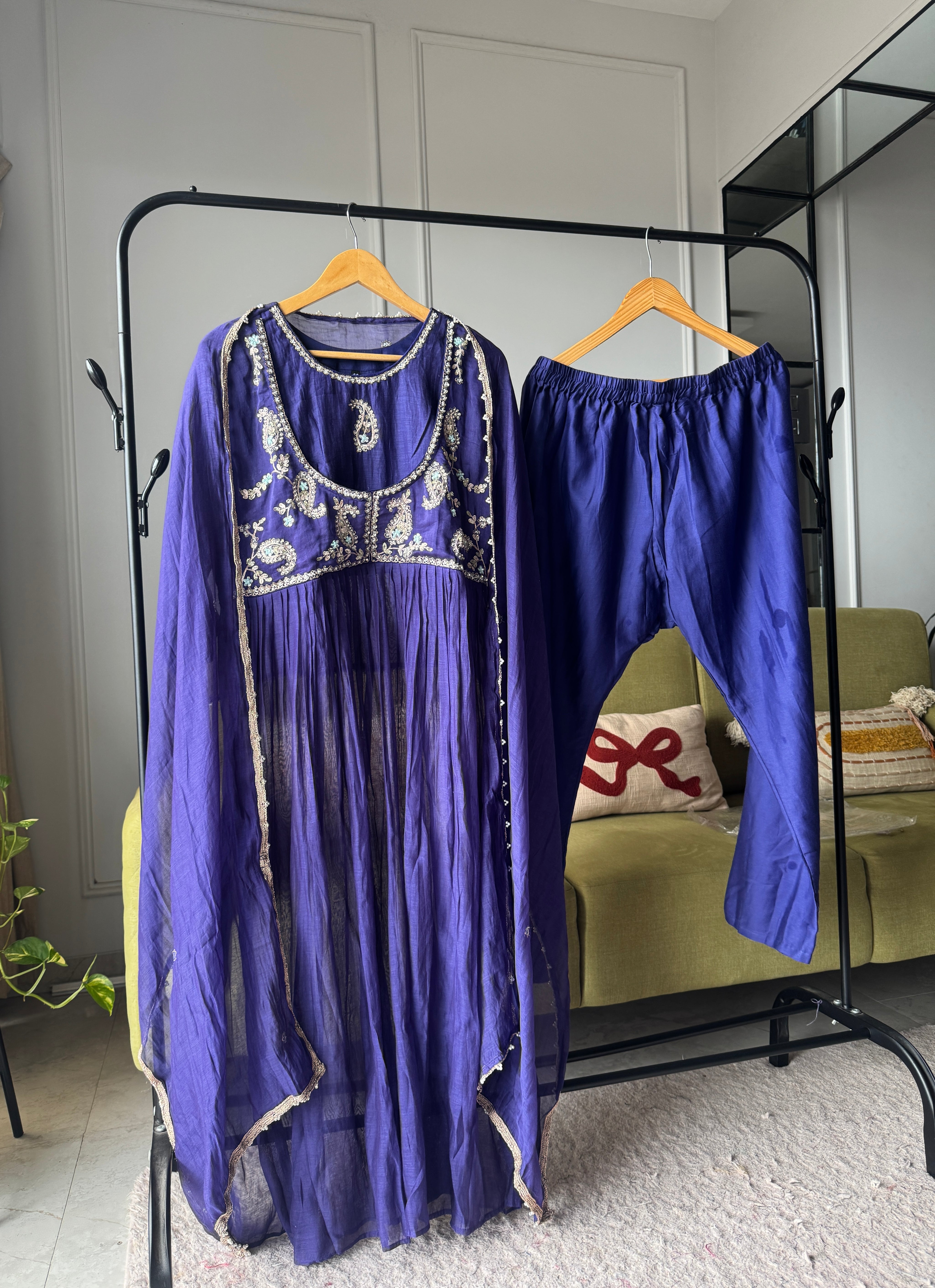 Maithili Side Cut Mul Chanderi Dress