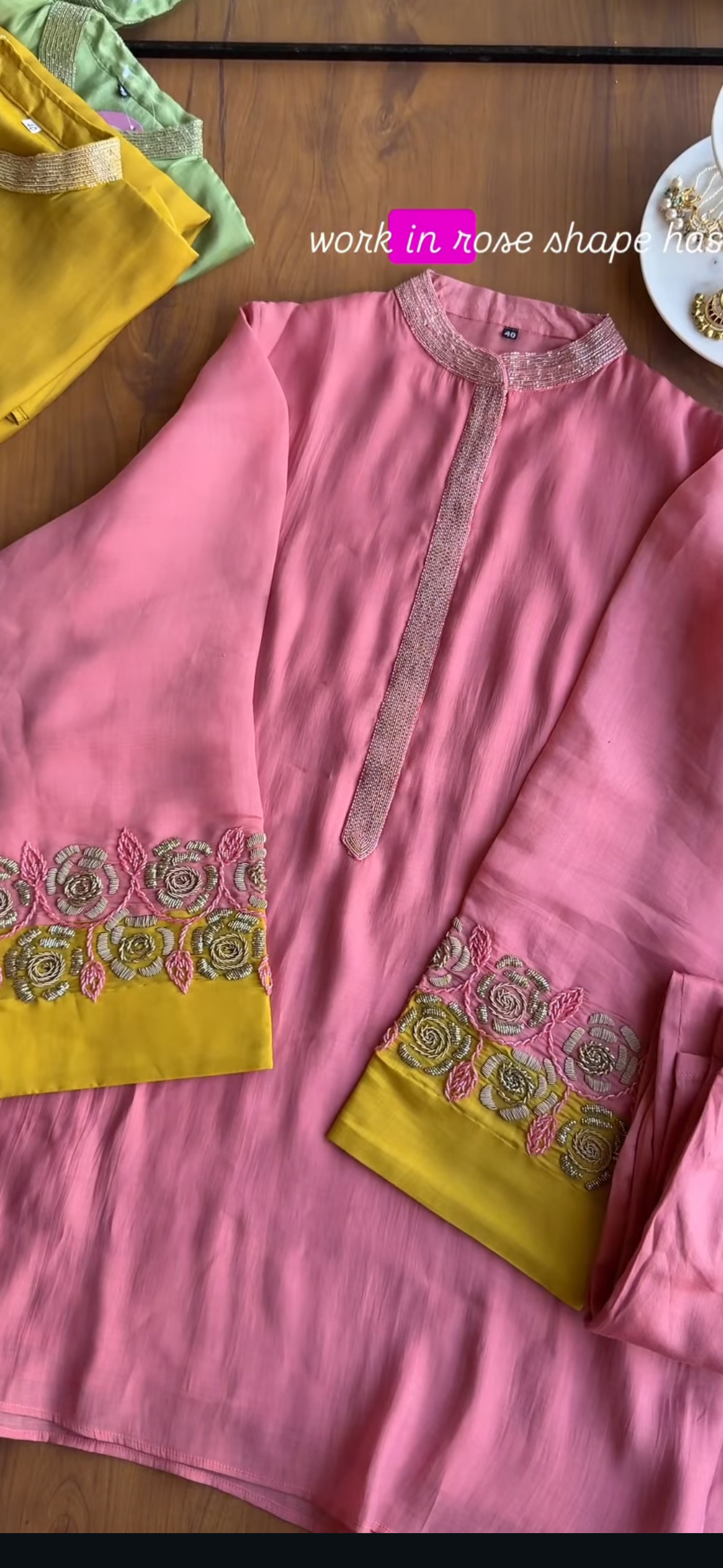 Siddhi Kard Dana Work Mul Chanderi Coord Set- Pink