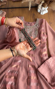Mahi Emerald Yoke Tissue Dress-Dusty Pink