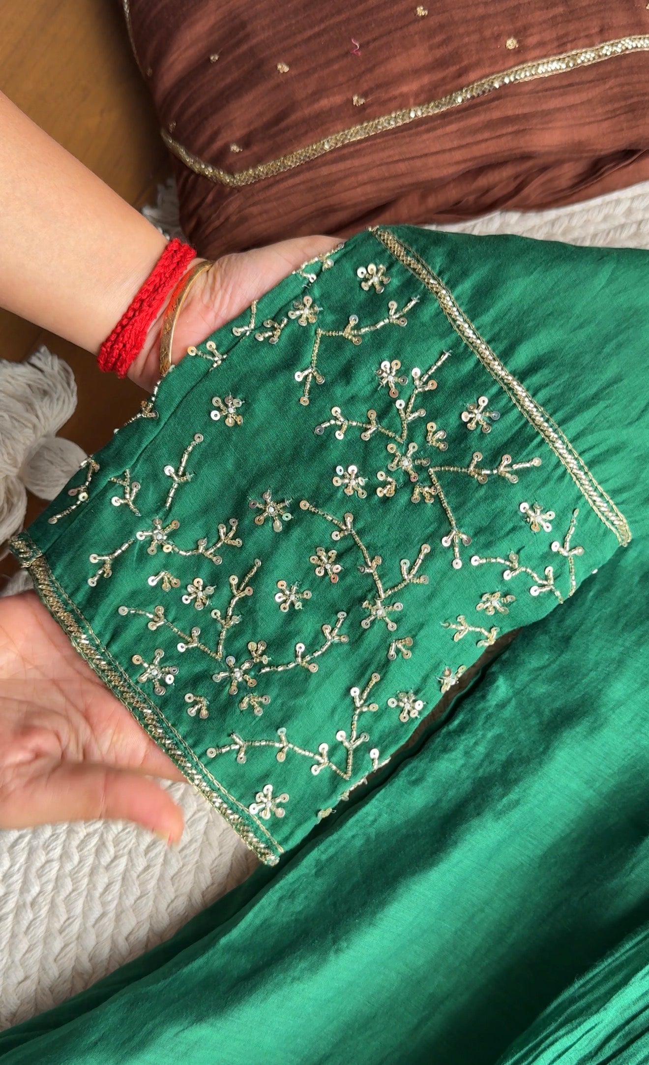 Surbhi Mul Chanderi Aline Dress- Green