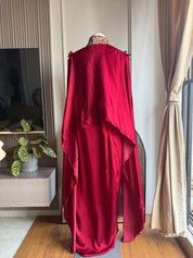 Anushka pure jardozi hand work short kaftan with dhoti- blood red