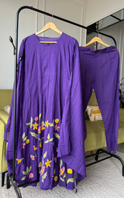 Sakhi Handwork Cotton Dress- Purple