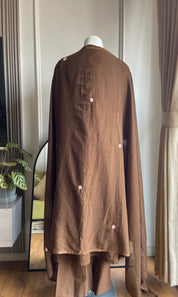 Baby floral pure mul Chanderi cotton brown
