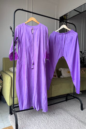 Chahat Embroided Cut Work Dress- Purple