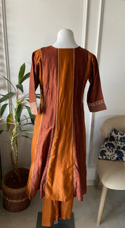 Esha Handwork Mul Chanderi Dress- Brown