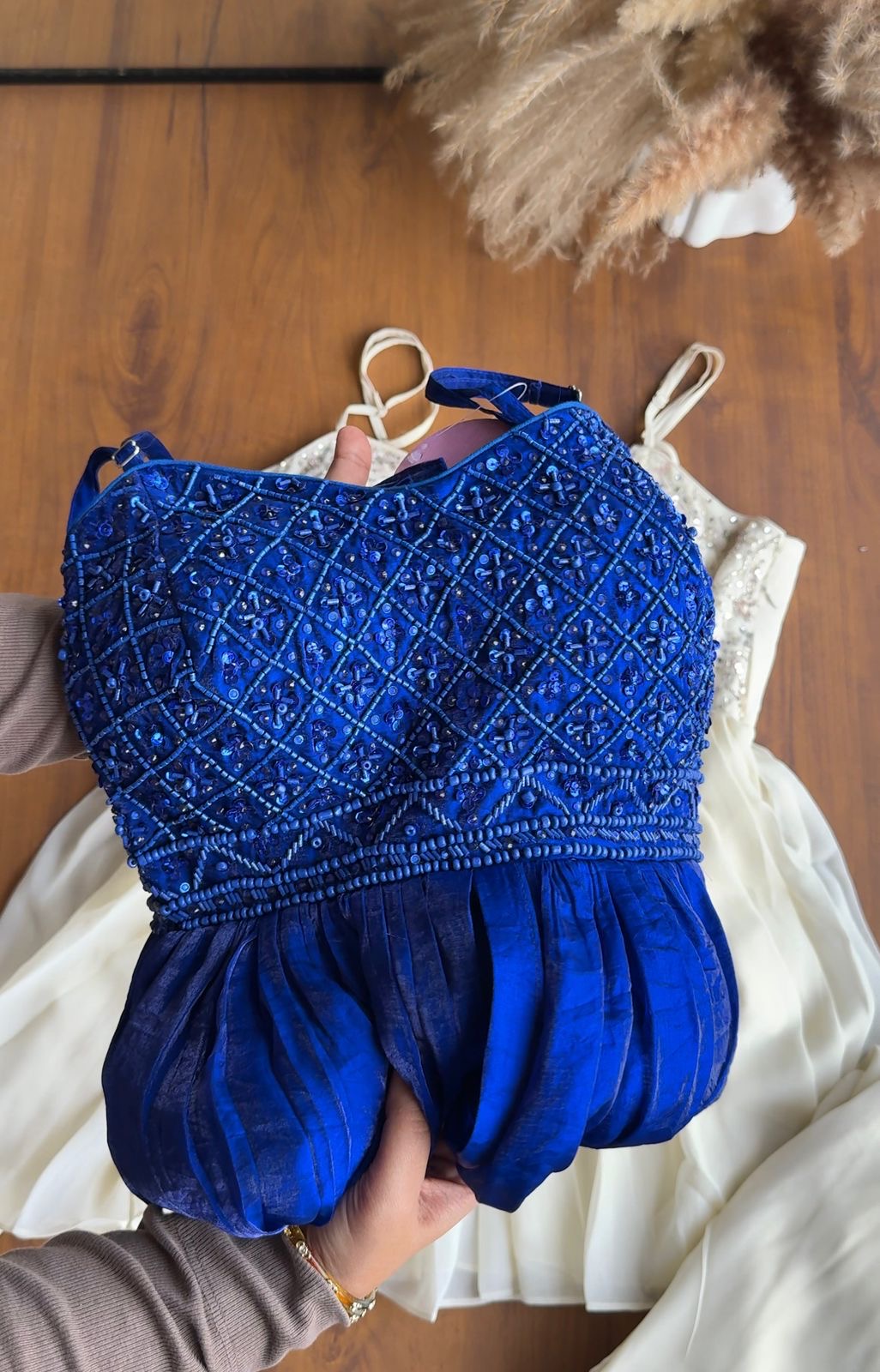 Jenna Handwork Sharara Dress- White