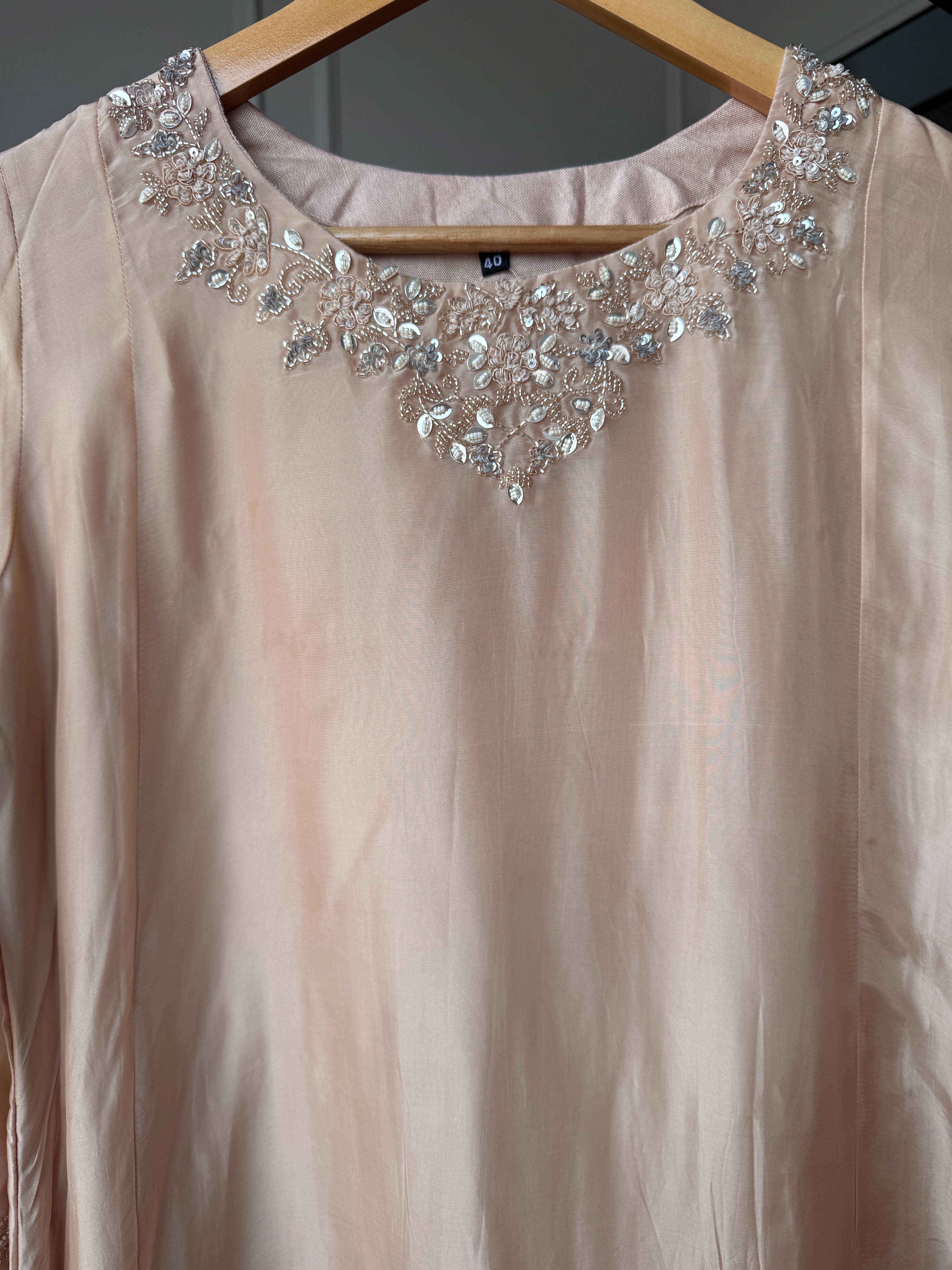 Sili Handwork Glass Tissue Dress- Peach