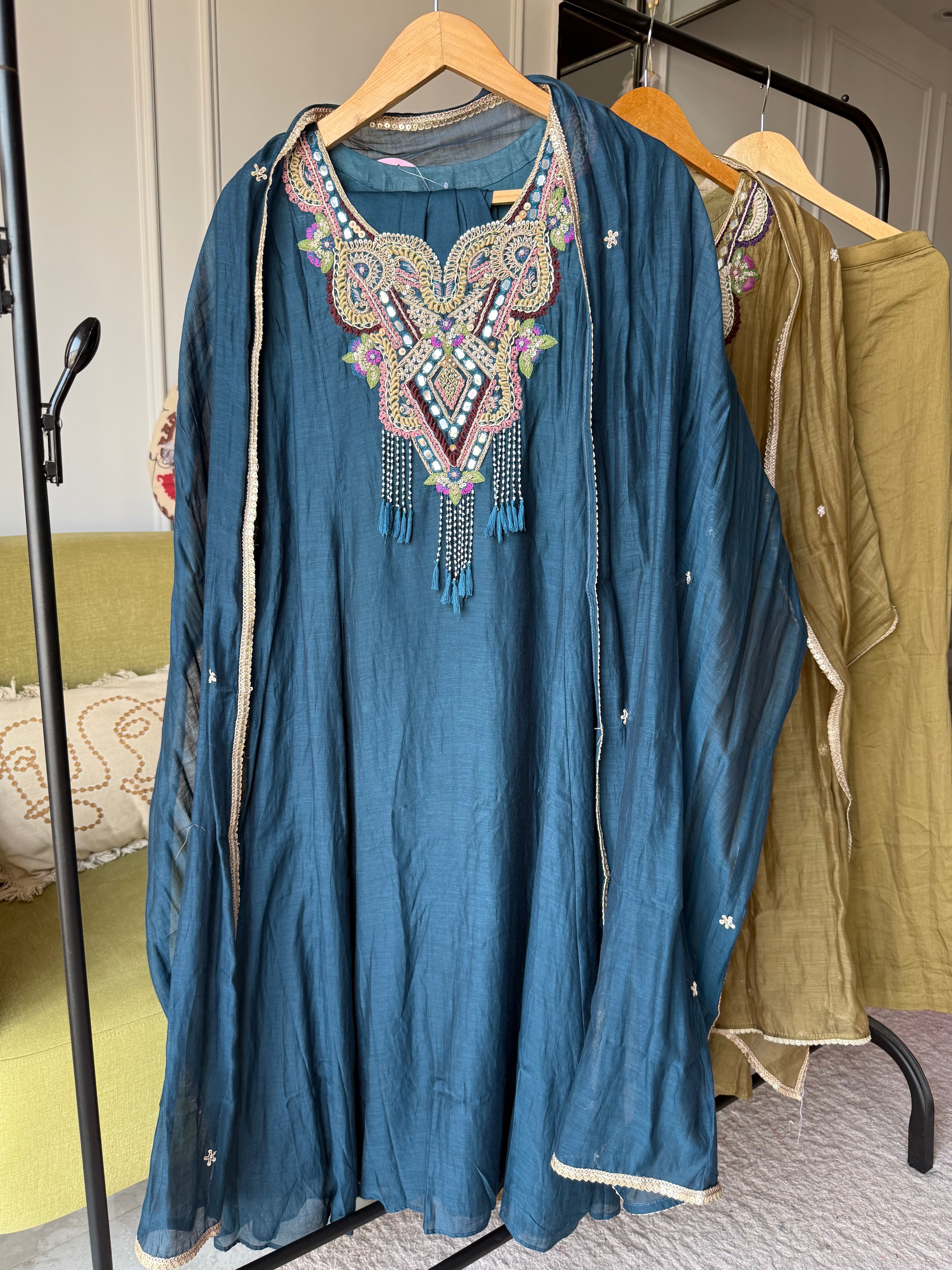 Sujatha Embroided Mul Chanderi Dress