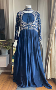 Prachi Embroidered gown with duppatta ( blue)