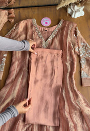Muskan Hand Work Sleeve Anarkali - Peach