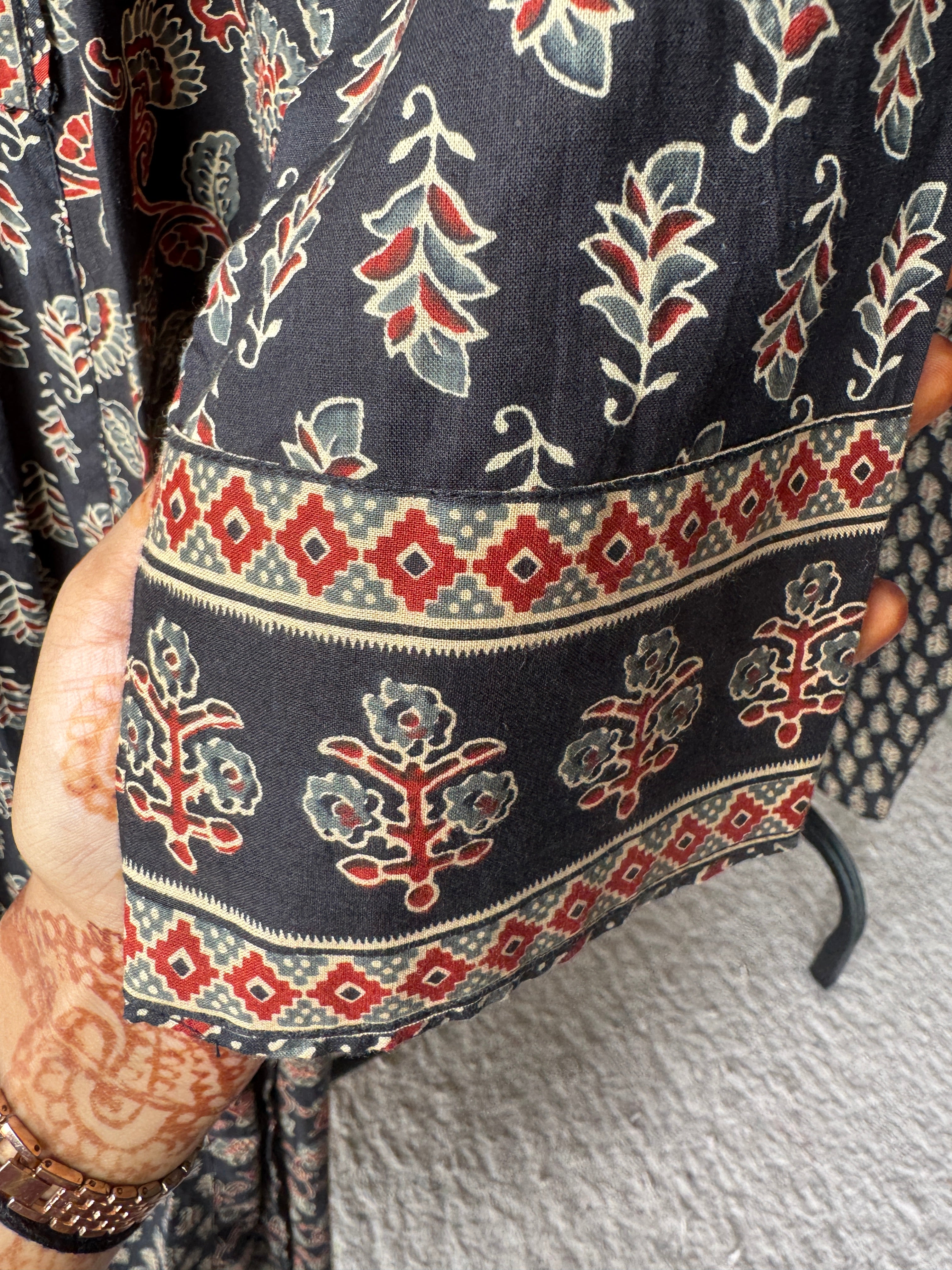 Paro Jaipuri print side cut dress