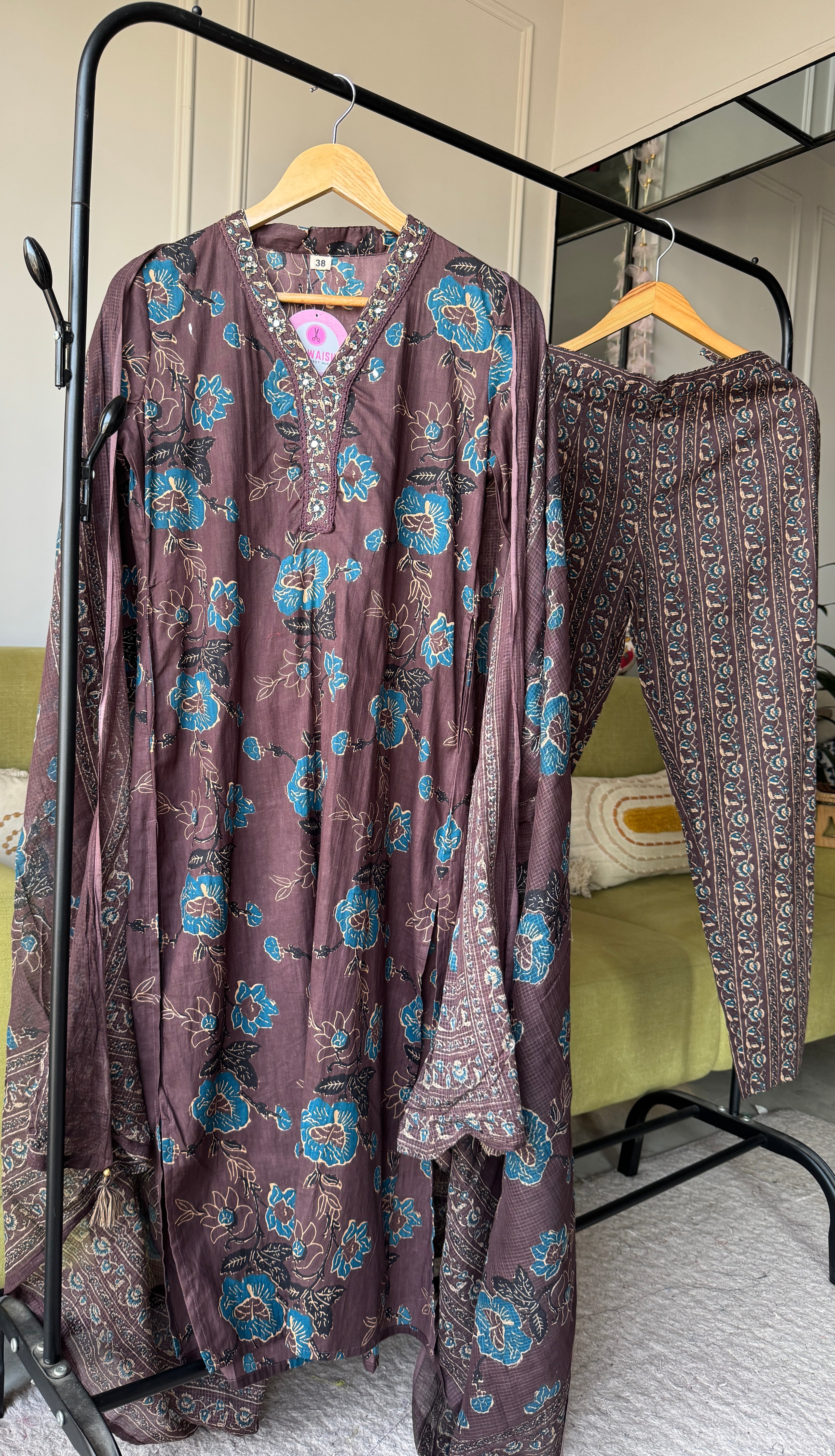 Printed suit set- Grey