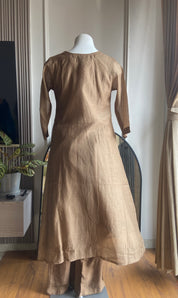 Gaurishika thread detailing mul  Chanderi dress- Beige