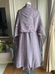 Vaishali Embroided Mul Chanderi Dress- Grey