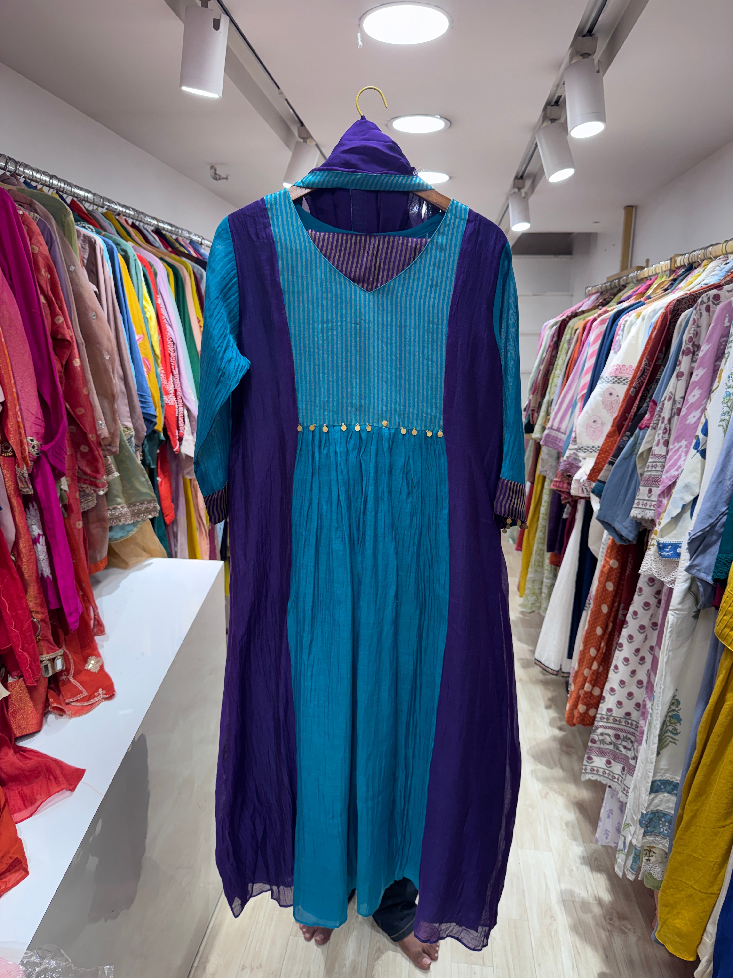 Yukti Handwork Mul Chanderi Dress - Purple