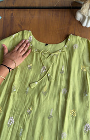 Sakhee Embroided Dress-Pistachio Mist