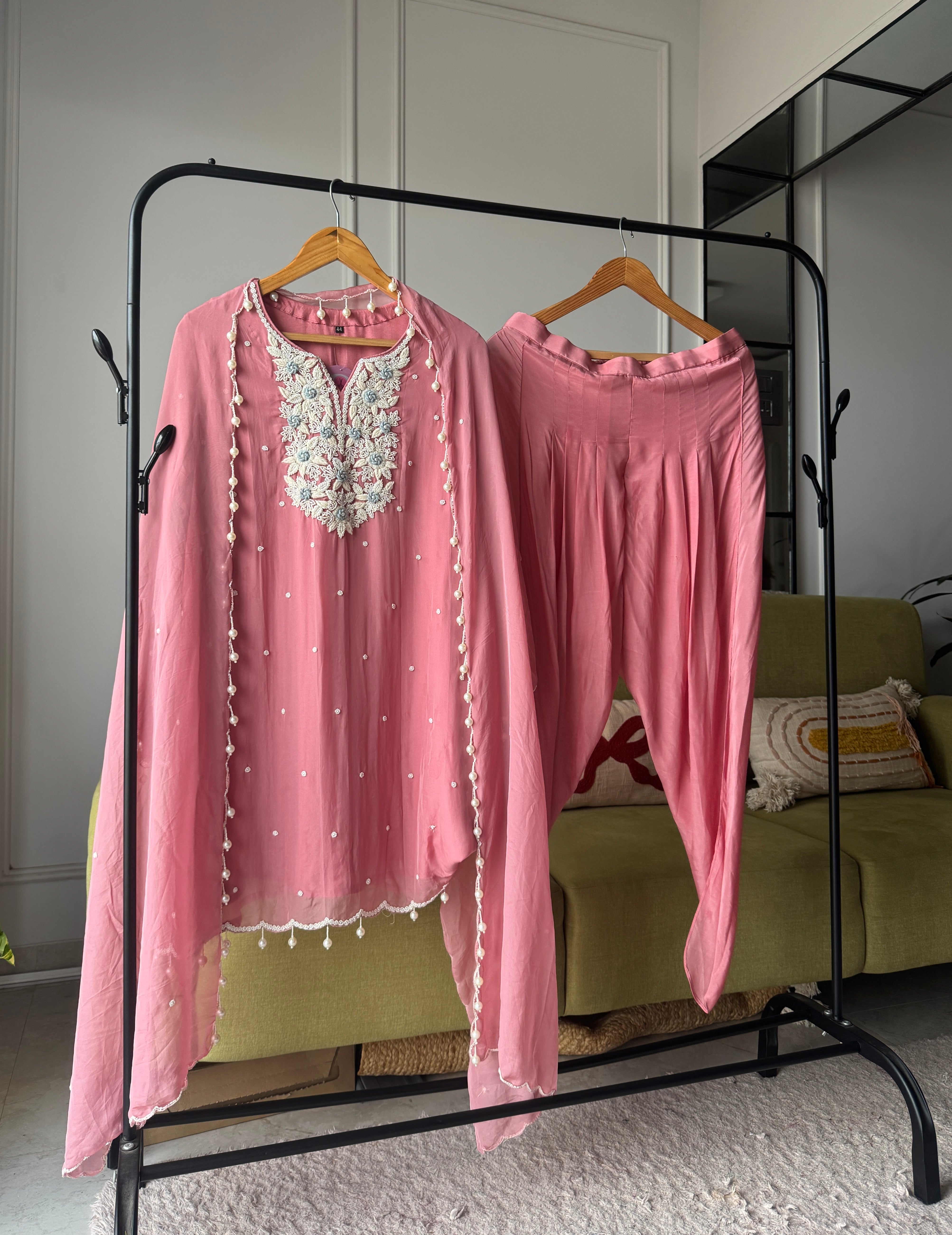 Kashish dangling pearl detailing dress with tulip pants