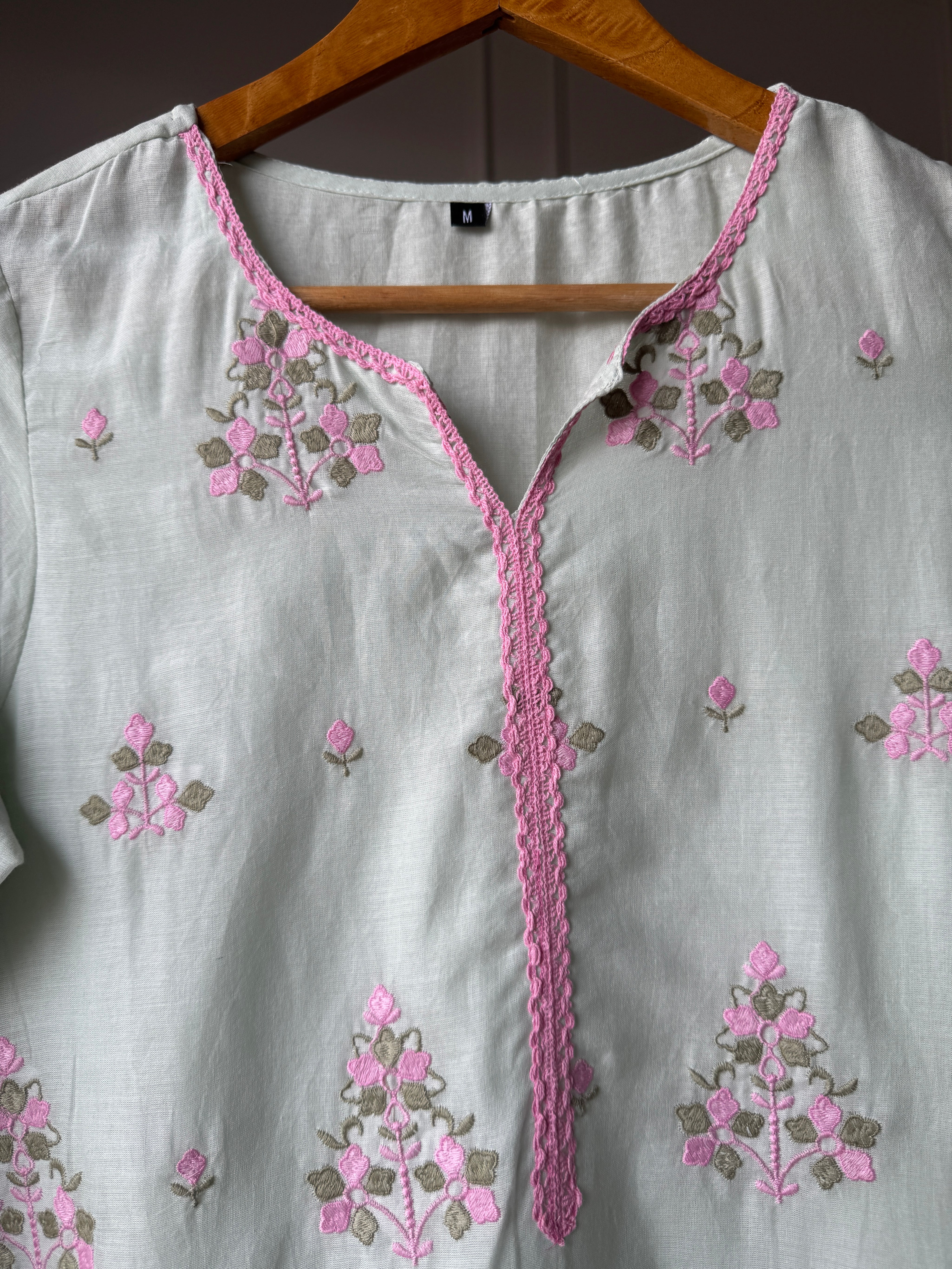 Glossy Embroided Set With Plazzo