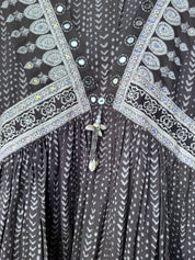 Swara Alia Neck Anarkali Dress -Grey