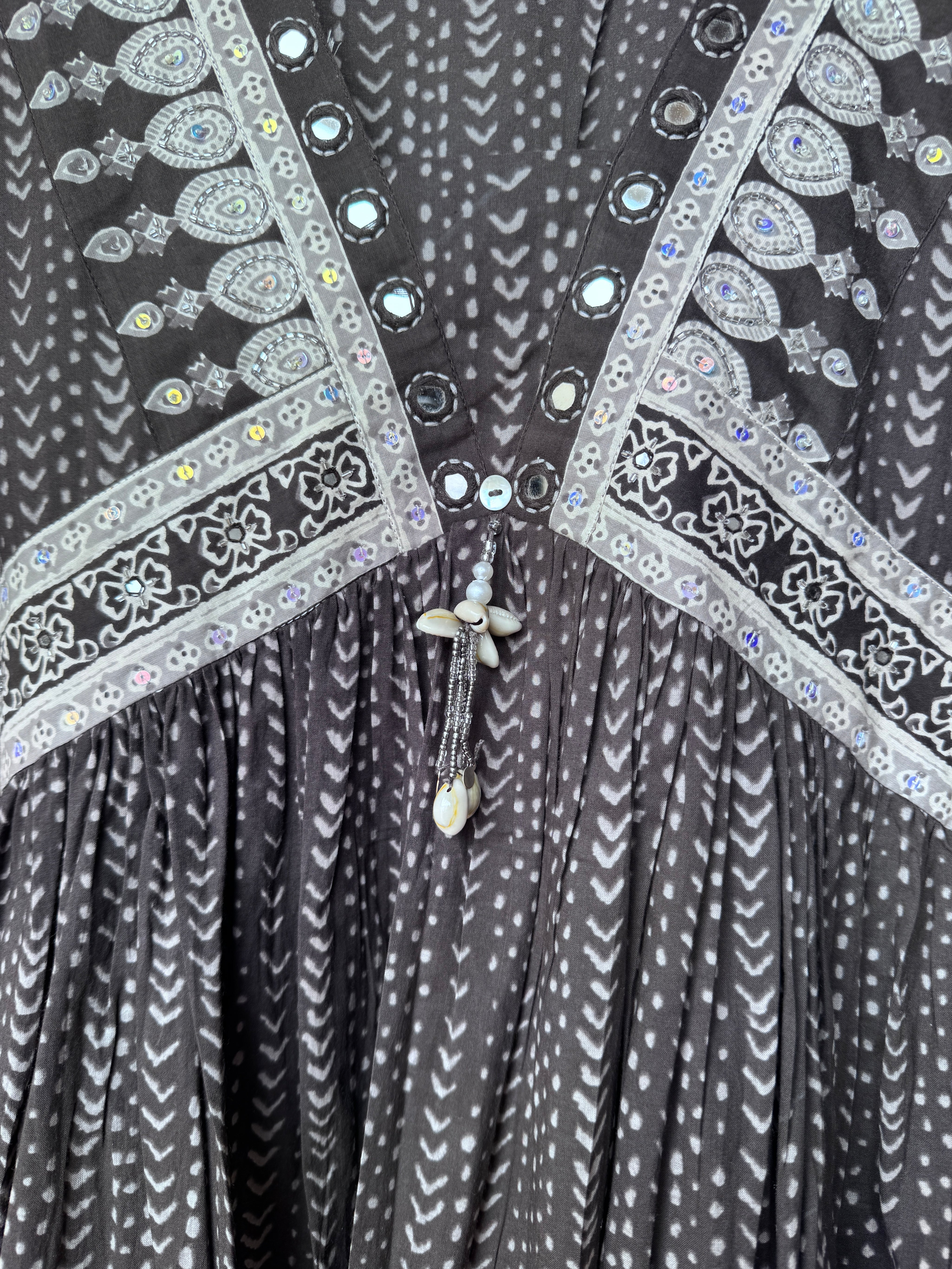 Swara Alia Neck Anarkali Dress -Grey