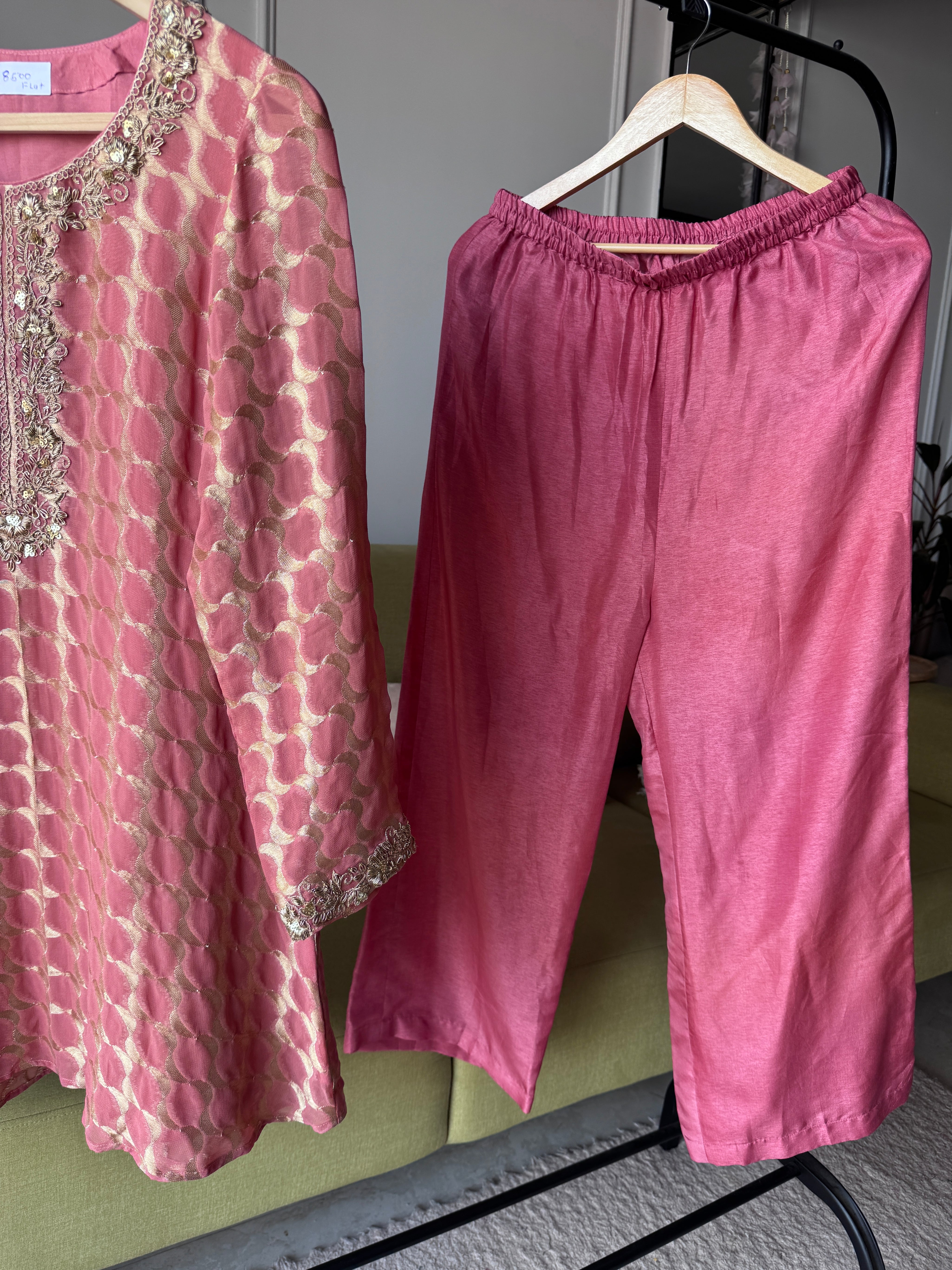 Rita Handwork Coord Set- Pink