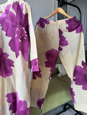 Abstract Cotton Dress- Purple