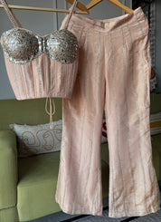 Dazzle Corset Top With Bell Bottoms Pants Full Handwork (Make to Order)