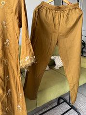 Leisha Embroided Aline Dress- Mehndi Green