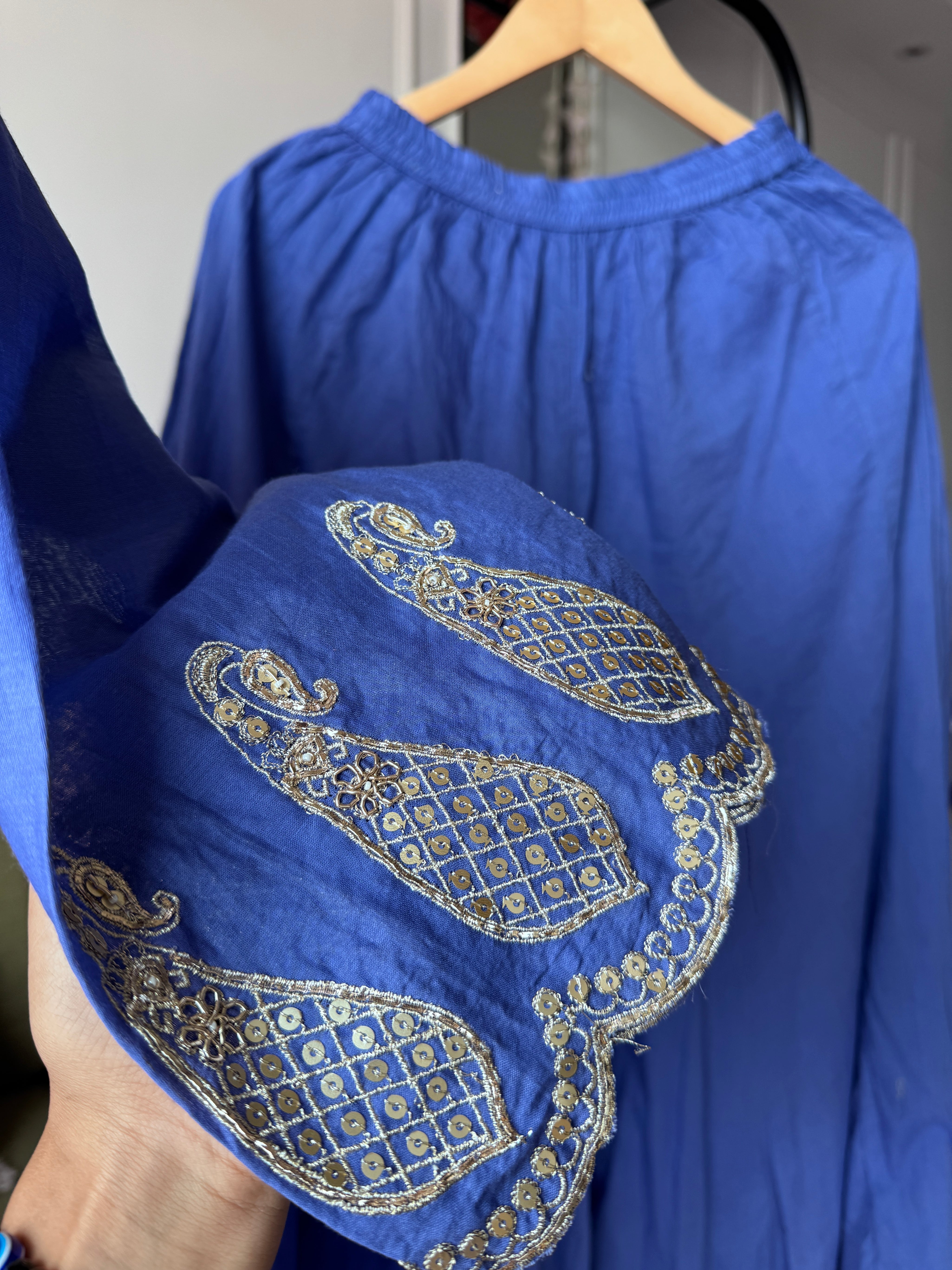 Priya Short Kurta Sharara Dress- Blue