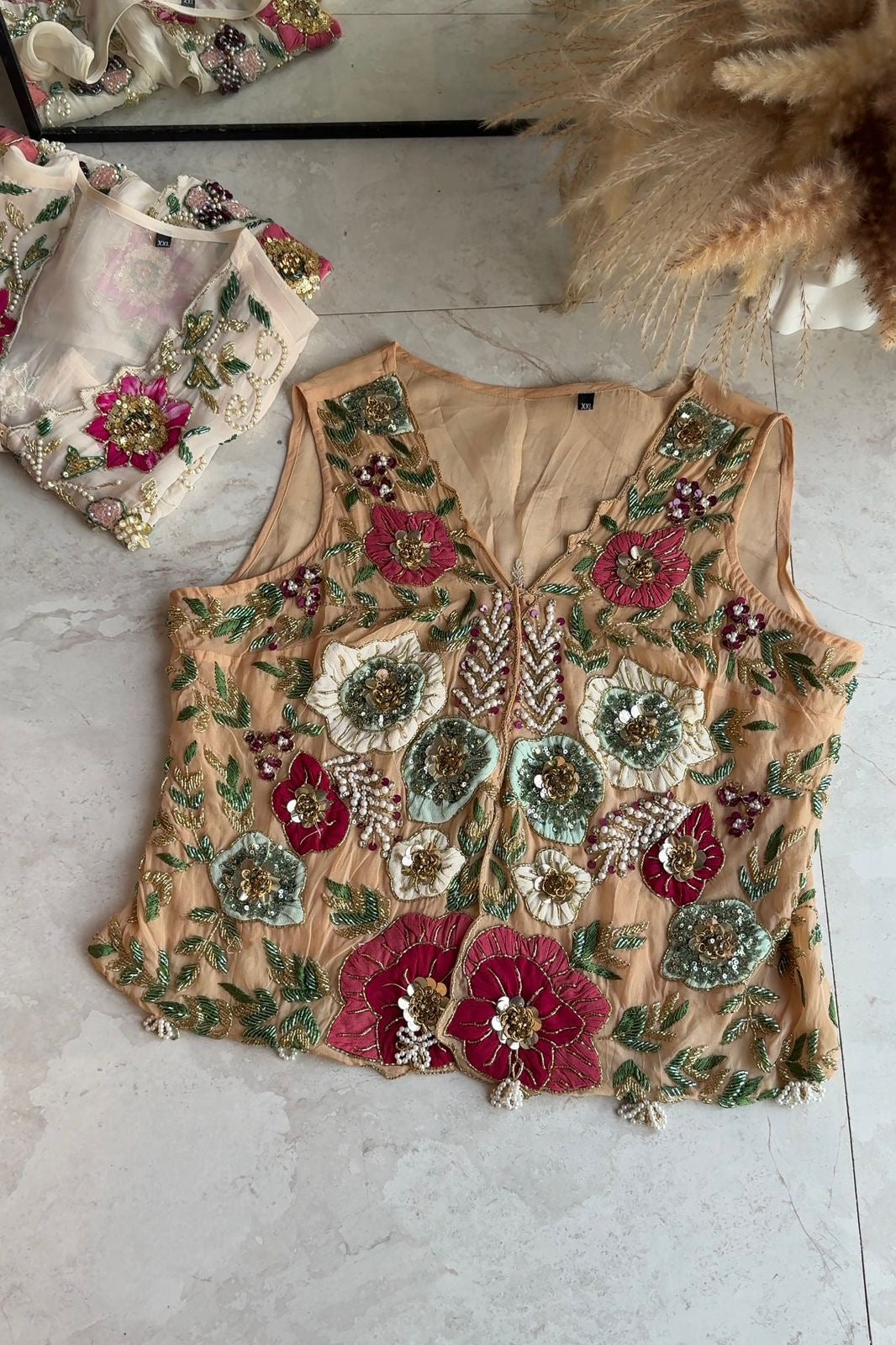 Payal Handwork Jacket With Padded Top And Super Flare Plazzo