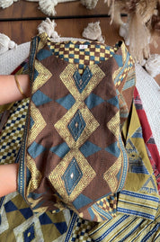 Heer Chequered Cotton Dress-Brown