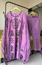 Urvi Russian Silk Embroided Dress- Purple