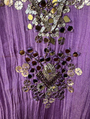 Shama Mirror Work Tissue Shimmer Kurta With Inner And Pants