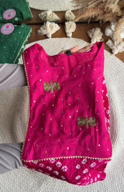 Shivani Bandhani farshi salwar coords- Rani Pink