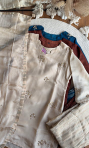 Dhun Short Kurta With Tissue Plazzo And Dupatta Dress-Ivory