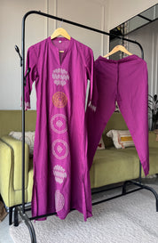 Lina Embroided Aline Dress- Wine